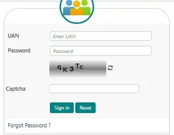 EPFO Employee Login screen
