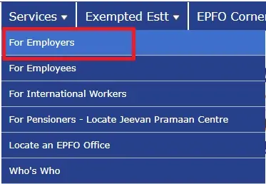 EPFO Employer Login